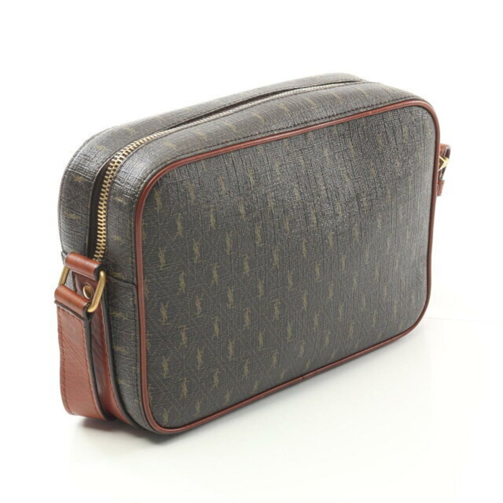 Saint Laurent Leather Brown Canvas Camera Bag Shoulder Monogram Bag